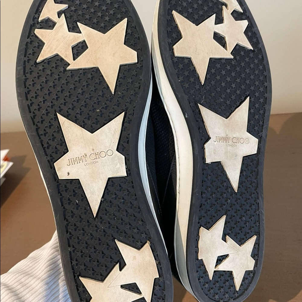 Jimmy Choo Black Miami Canvas And Leather Logo Pull Sneakers size 40 - Picture 4 of 6